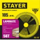 Диск пильный по ламинату Laminate STAYER 185x30/20 мм 56Т аккуратный рез 3684-185-30-56_z01  