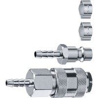 Набор штуцеров «елочка» 6 мм — рапид муфта + рапид штуцер-штуцер «елочка» 6 мм + обжимные хомуты 2 шт ЗУБР Профессионал 64920-06-H
