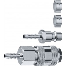 Набор штуцеров «елочка» 6 мм — рапид муфта + рапид штуцер-штуцер «елочка» 6 мм + обжимные хомуты 2 шт ЗУБР Профессионал 64920-06-H