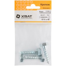 Болт сантехнический 10х40 мм DIN 571, 4 шт 31664-3