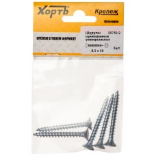 Шурупы оцинкованные, универсальные 6 х 50 ( фасовка 5 шт.) (20750-2)