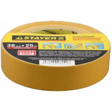 Лента клейкая двухсторонняя 38 мм, 25 м, на тканевой основе STAYER Professional 1217-38-25