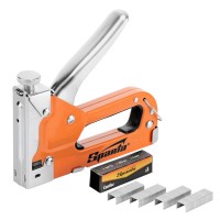 Степлер мебельный регулируемый, со скобами 200 шт, тип скобы 53, 4-14 мм Sparta (42002)