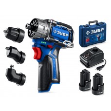 Модульная дрель-шуруповерт 12 В 45 Н·м 2 АКБ тип Т7 2 А·ч BRUSHLESS кейс Профессионал ЗУБР КОМБИ #3 DB-125-22