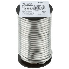 Припой ПОС 61 с канифолью, проволока диаметр 2 мм, на катушке, 100 гр. (60590)