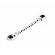 Ключ накидной двусторонний 8х9 мм трещоточный шарнирный хром HORTZ