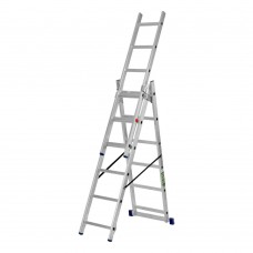 Лестница, 3 х 6 ступеней, алюминиевая, трехсекционная, Сибртех (97816)