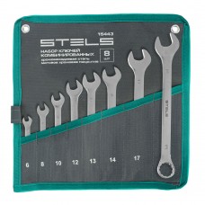 Набор ключей комбинированных 6-19 мм, 8 шт., CrV, матовый хром Stels (15443)