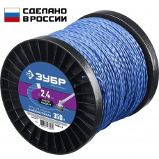 Леска для триммера ВИТОЙ КВАДРАТ 2.4 мм, 350 м ЗУБР Профессионал 71035-2.4