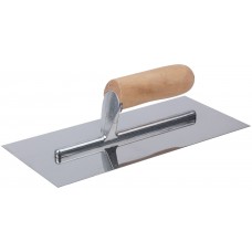 Гладилка нержавеющая с деревянной ручкой Профи плоская 280х130 мм (05140)