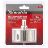 Сверло алмазное по керамограниту, 75 х 67 мм, трехгранный хвостовик Matrix (726753)