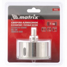 Сверло алмазное по керамограниту, 75 х 67 мм, трехгранный хвостовик Matrix (726753)