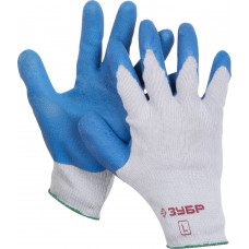 ЗУБР СУПЕРПРОЧНЫЕ, L (9), перчатки с утолщённым рельефным латексным покрытием, противоскользящие, 10 класс, Профессионал (11260-L)