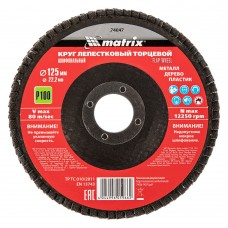 Круг лепестковый торцевой, P 100, 125 х 22.2 мм Matrix (74047)