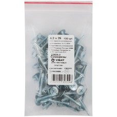 Саморезы для листовых пластин, наконечник-сверло 4,2 х 25 100 шт Фасовка (22825-0)