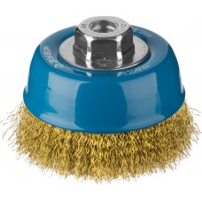 Щетка-крацовка чашечная для УШМ 100 мм, витая стальная латунированная проволока 0.3 мм ЗУБР Профессионал 3526-100_z02