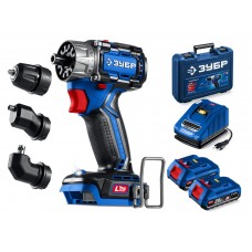 Бесщеточная модульная дрель-шуруповерт 20 В 50 Н·м 2 АКБ LMS 2 А·ч кейс ПРОФЕССИОНАЛ ЗУБР КОМПАКТ Комби #2 DB-50-22-H3