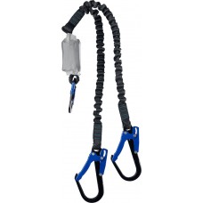 Строп страховочный двухплечный эластичный L 1.42 м разрывной ленточный амортизатор стальные карабины с полимерным покрытием ЗУБР ПЕРЕВАЛ Профессионал 11596