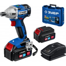 Бесщеточный винтоверт 20 В 280 Н·м 2 АКБ 4 А·ч кейс Профессионал ЗУБР Т7 GVB-250-42