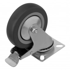 Колесо поворотное с тормозом D 100 мм, крепление платформенное Сибртех (68721)