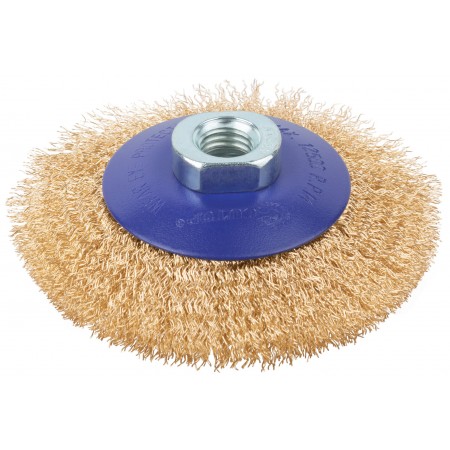 Щетка для УШМ, М14, тип Тарелка, латун. витая проволока 0,3 мм, 100 мм, блистер, CUTOP Profi (82-901)