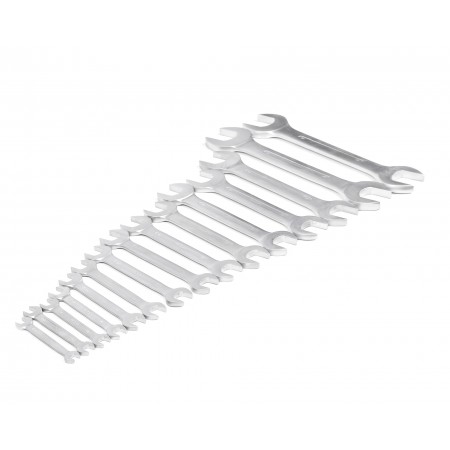 Набор ключей гаечных рожковых двусторонних 15 шт. 10-55 хромирование HORTZ