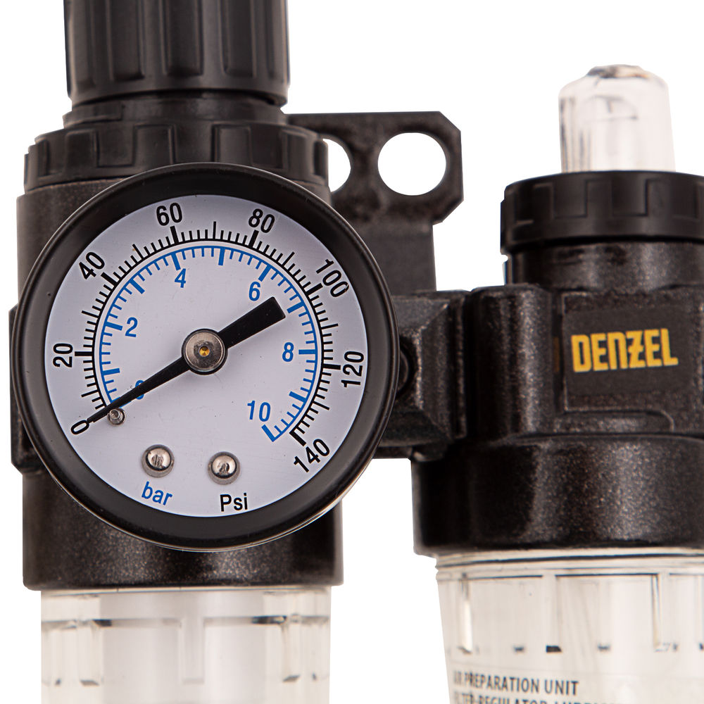 Блок подготовки воздуха регулятор-фильтр-лубрикатор FLR1500, 10 бар, 1500 л/мин, 1/4 Denzel (57469)