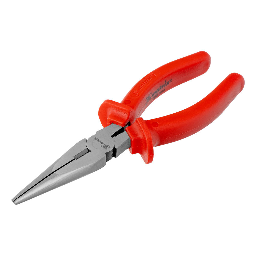 Длинногубцы прямые Econom, 180 мм, шлифованные, пластмассовые рукоятки Matrix (17193)