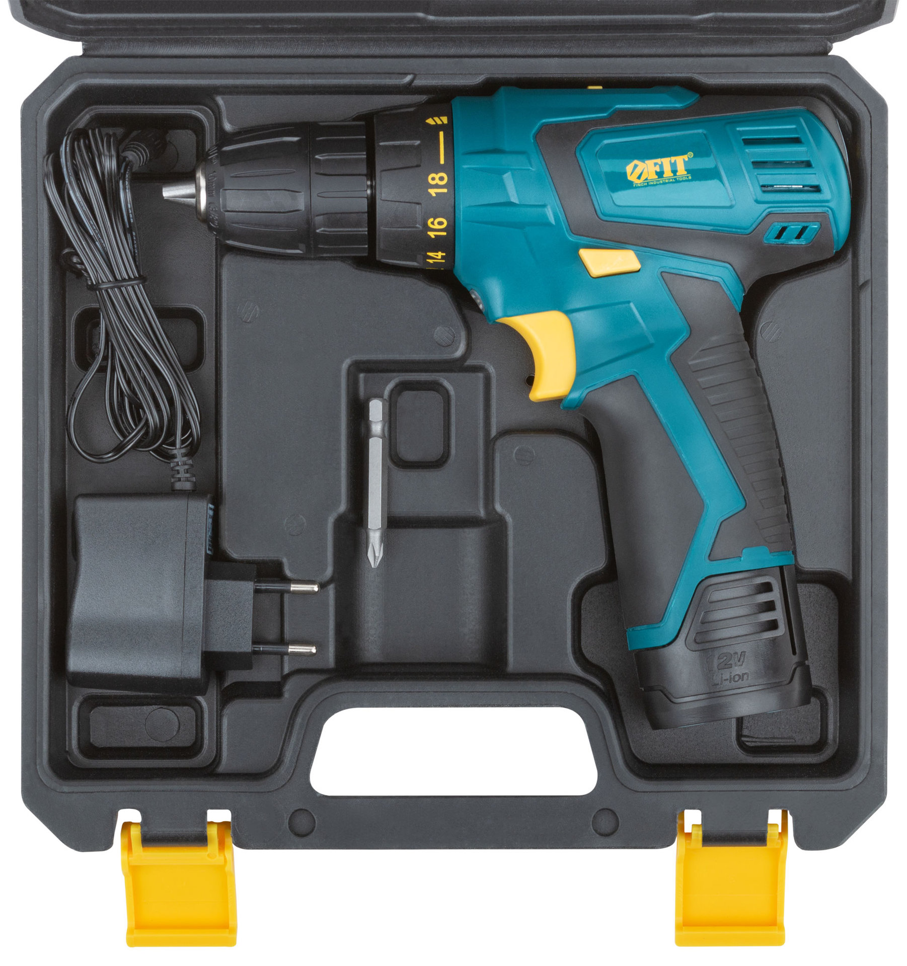 Дрель-Шуруповерт акк. 12 В; 0-350/1100 об/мин; 20 Нм; 2 (Li-Ion) 1,3 Ач; 1 ч.; рез. накл.; кейс (80181)