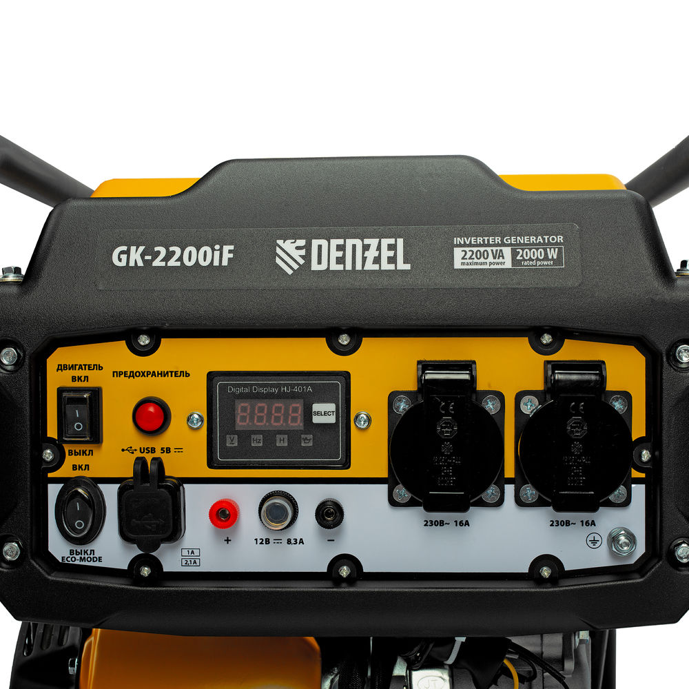 Генератор инверторный GK-2200iF, 2,2 кВт, 230 В, ручной старт DENZEL (94707)