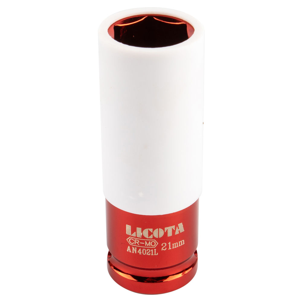 Головка, 1/2, 21 мм, торцевая, 6-гранная, ударная, глубокая, тонкостенная, для литых дисков, Licota, AN4021L