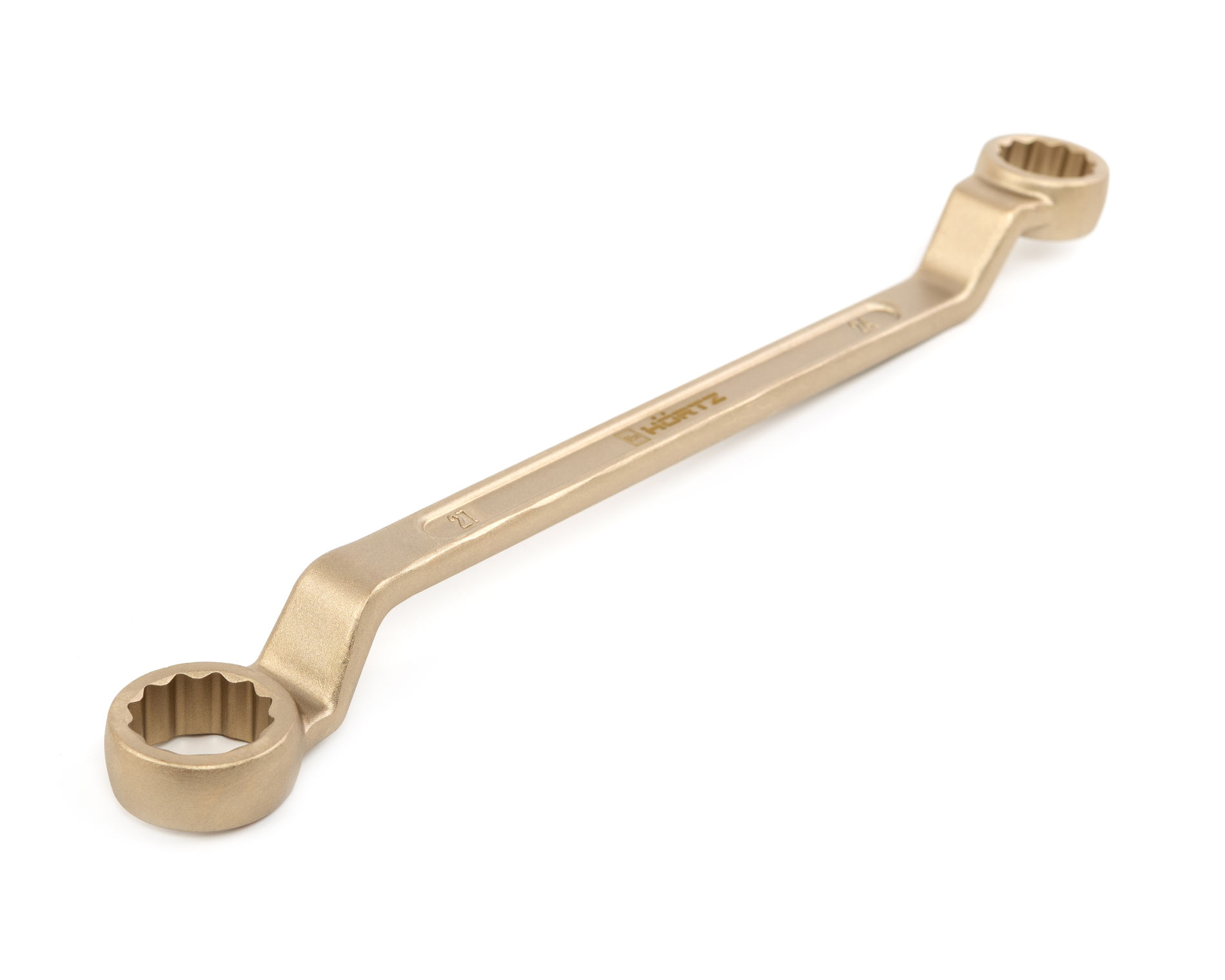 Ключ гаечный накидной двусторонний коленчатый 24х27 искробезопасный сплав AlCu, HORTZ