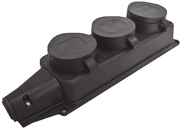 Колодка однофазная с заглушками двойная (каучук) UNIVERSAL (83299)