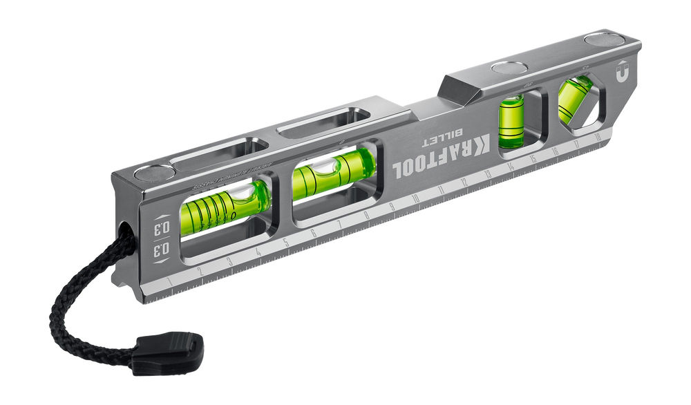 Брусковый магнитный уровень BILLET-20, 8 в 1, 200 мм, точность 0.3 мм/м, 4 глазка KRAFTOOL 34790