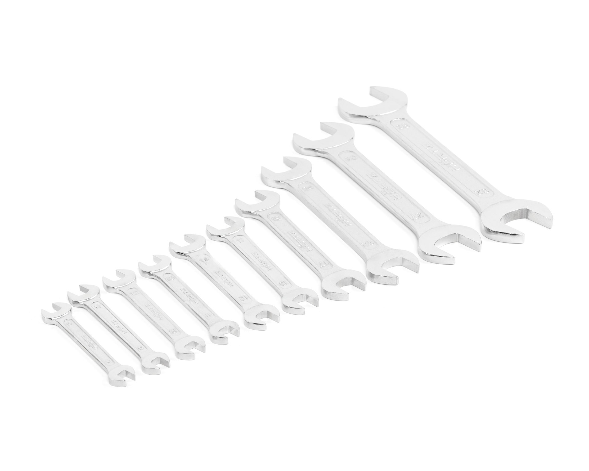 Набор ключей гаечных (рожковых) двусторонних 10 шт. (8-36) хромированнных HORTZ