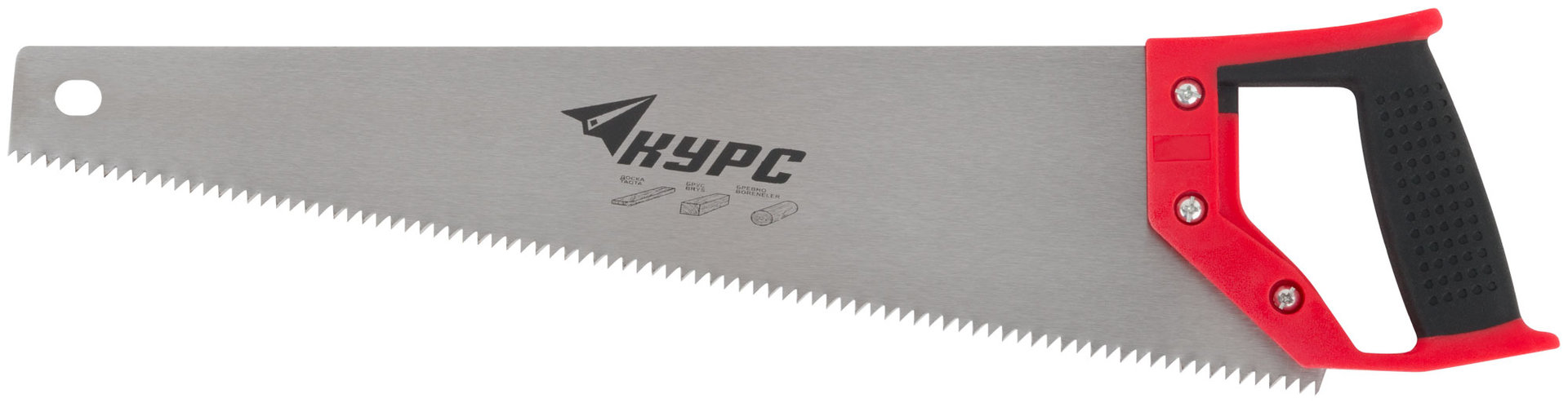 Ножовка по дереву, крупный каленый зуб 5 ТPI, 2D заточка, пластиковая прорезиненная ручка 450 мм (40339)