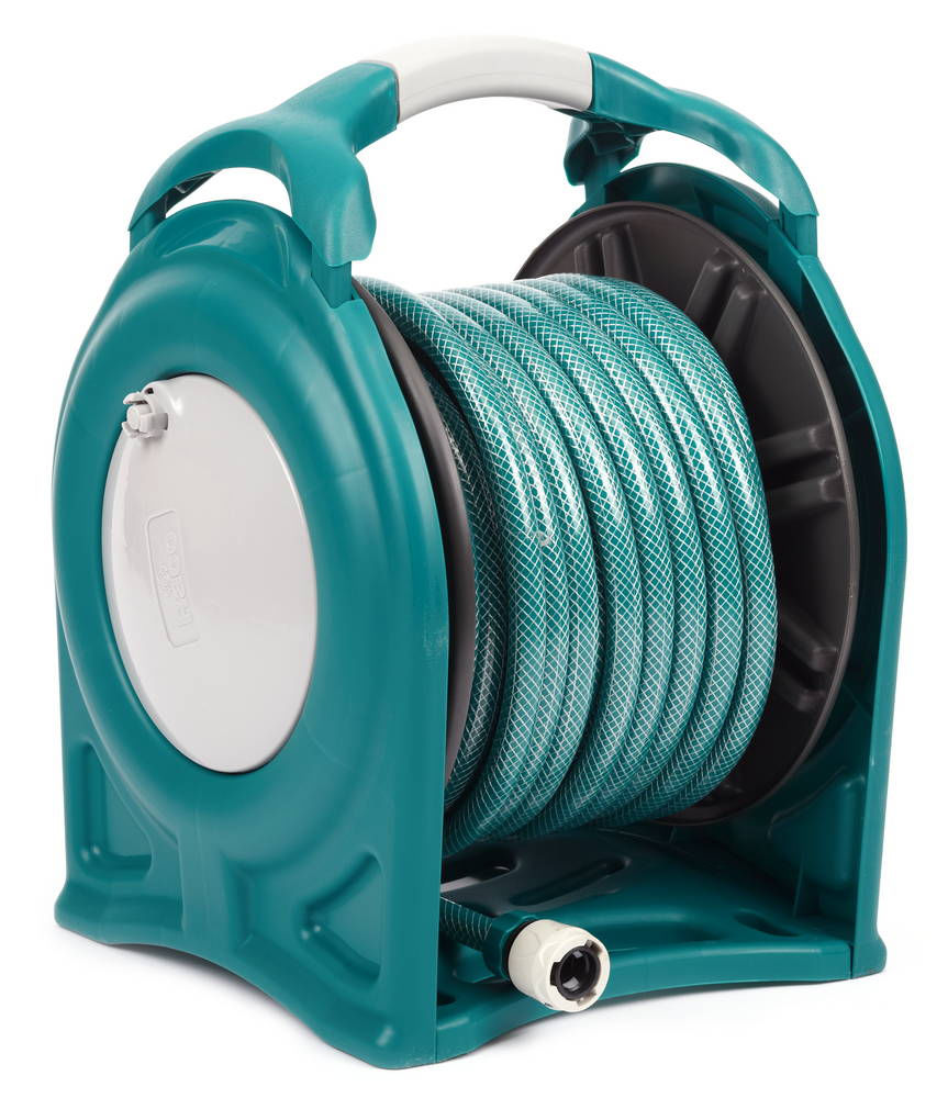 Поливочный набор 4 предмета, катушка со шлангом в комплекте, корпус из высокопрочного пластика, шланг 25 м х 1/2 RACO 4260-55/590