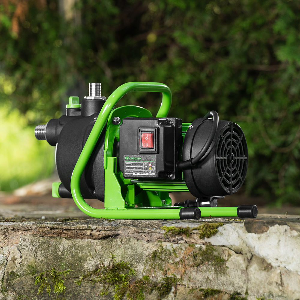 Садовый поверхностный насос СПН650-П, 650 Вт, напор 37 м, 3200 л/ч, пластик Сибртех (97244)