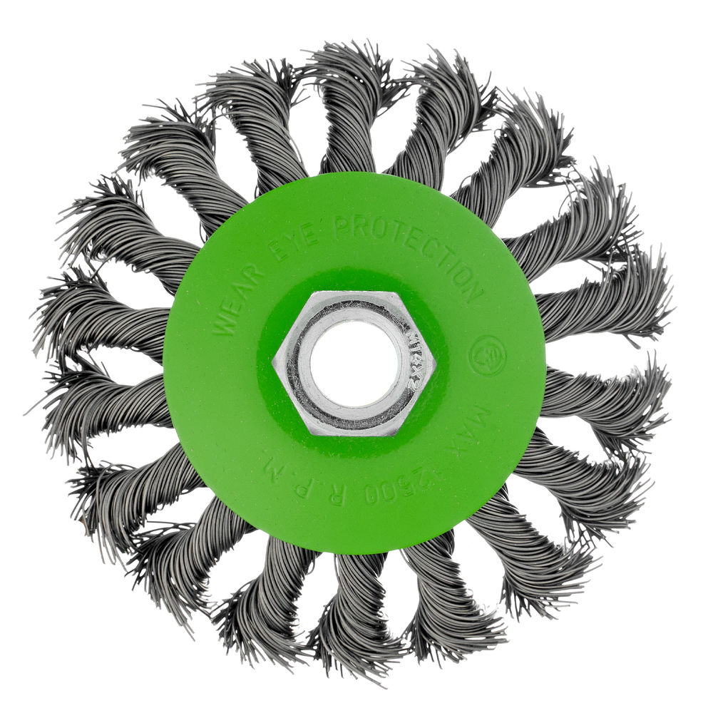 Щетка для УШМ, 100 мм, М14, тарелка, крученая металлическая проволока Сибртех (746097)