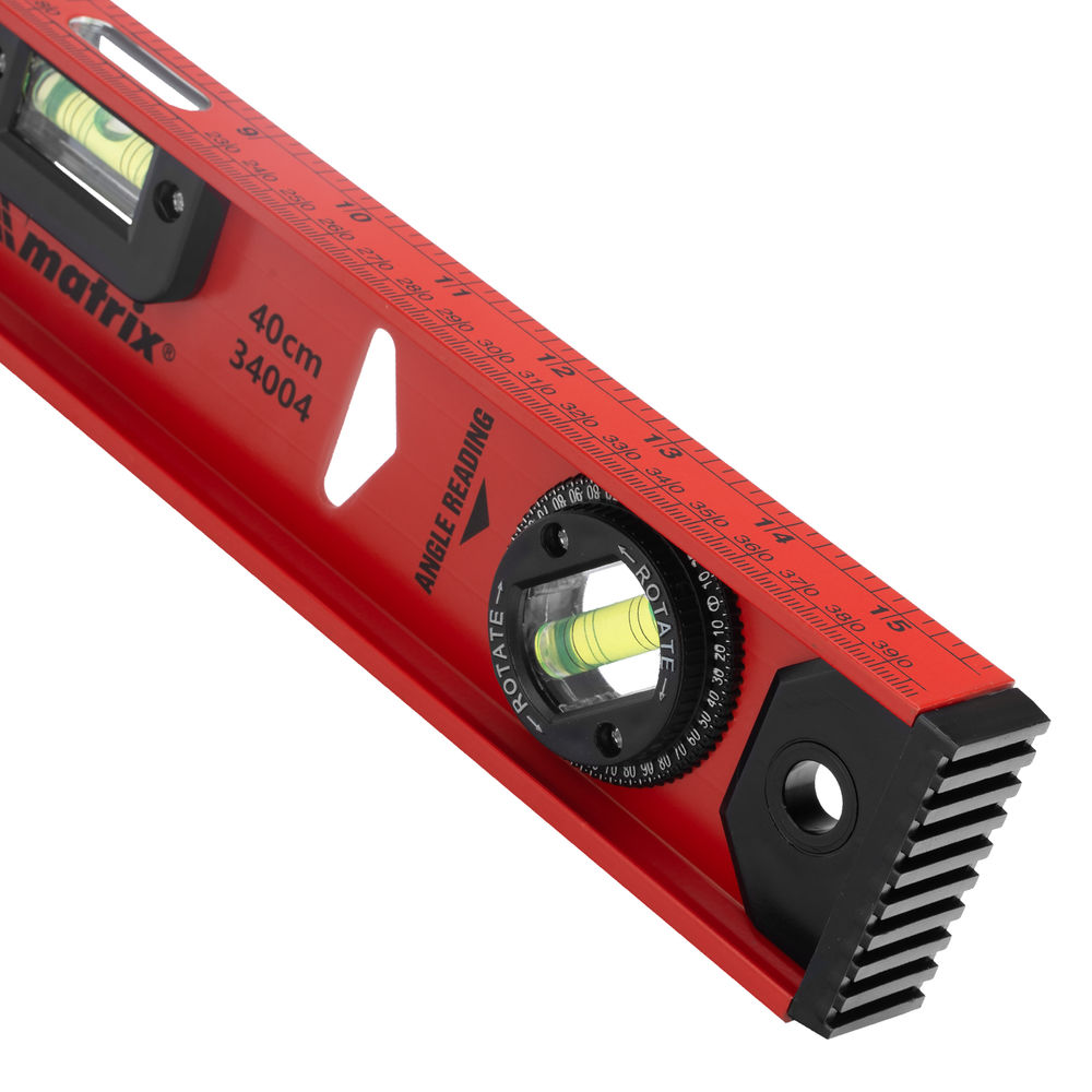 Уровень алюминиевый Рельс, 400 мм, 3 глазка, усиленный Matrix (34004)