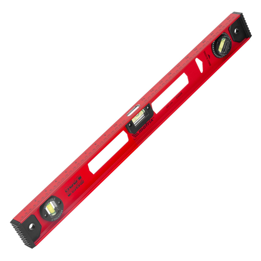 Уровень алюминиевый Рельс, 600 мм, 3 глазка, усиленный Matrix (34006)