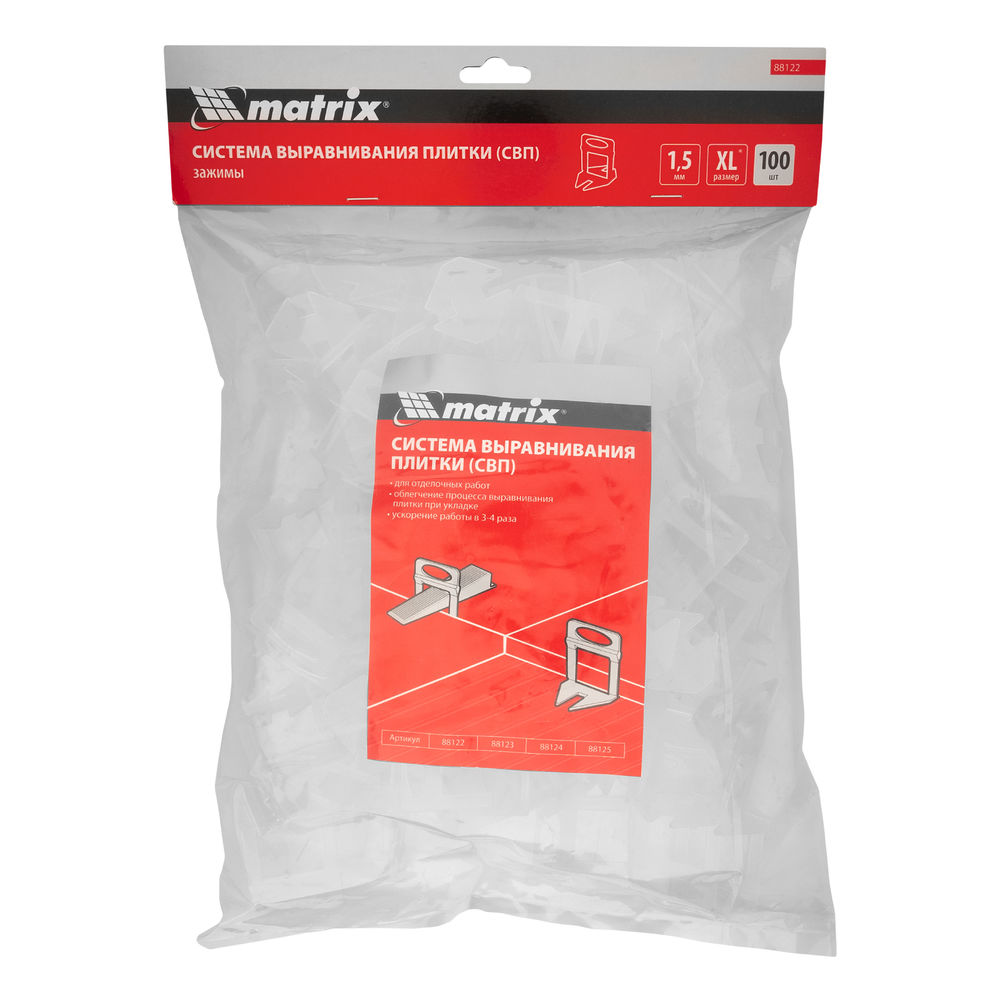 Зажим для системы выравнивания плитки СВП Ворота XL, 100 шт. в пакете Matrix (88122)