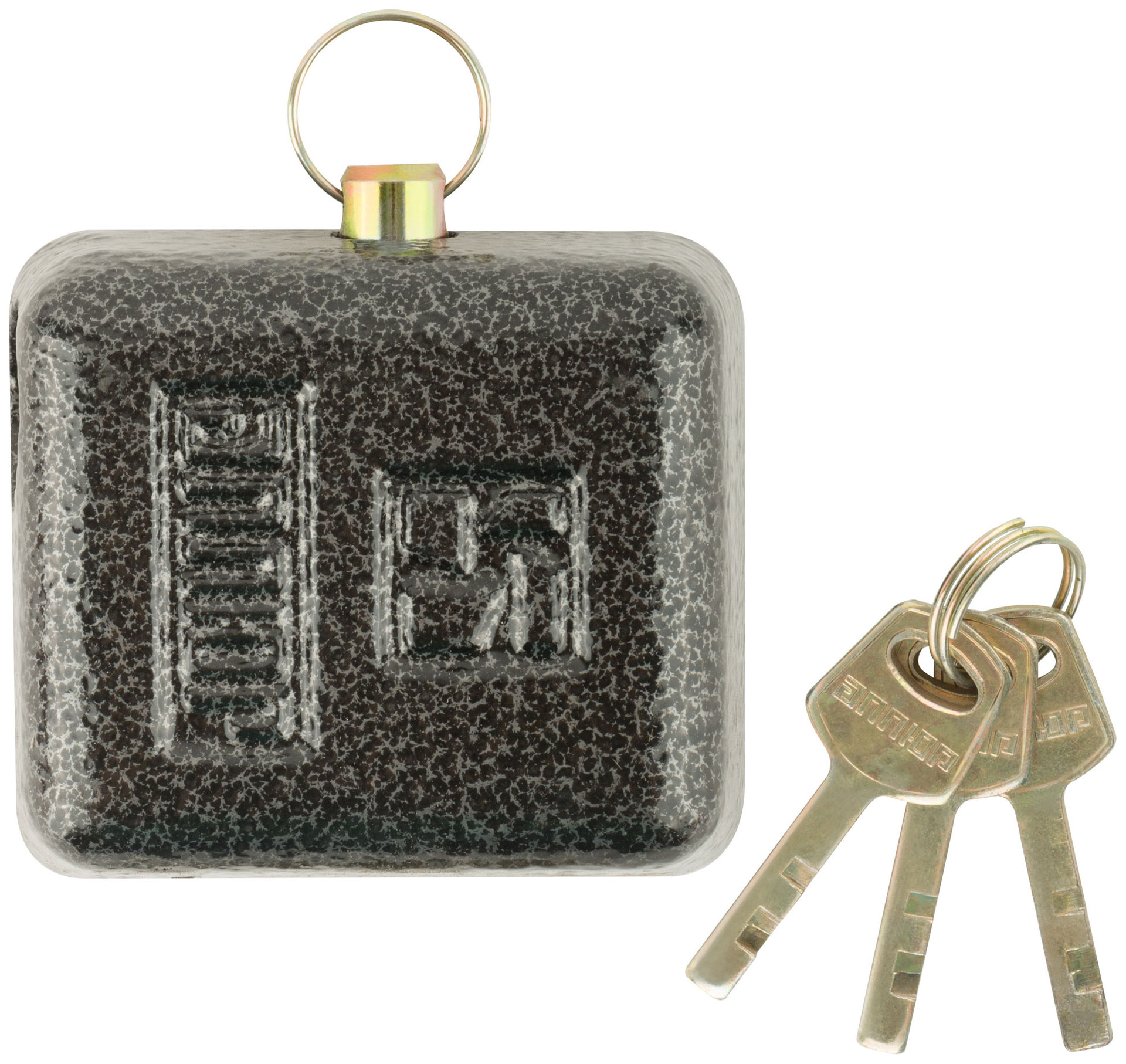 Замок навесной с закрытой дужкой, чугунный корпус 80х71 мм, стальная дужка 12 мм (67093)