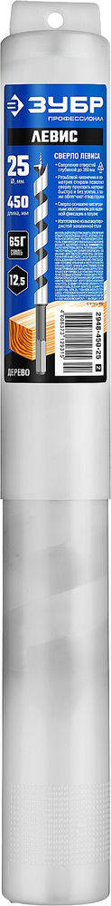 Сверло левиса по дереву 25?450/360 мм шестигранный хвостовик Профессионал ЗУБР 2948-450-25