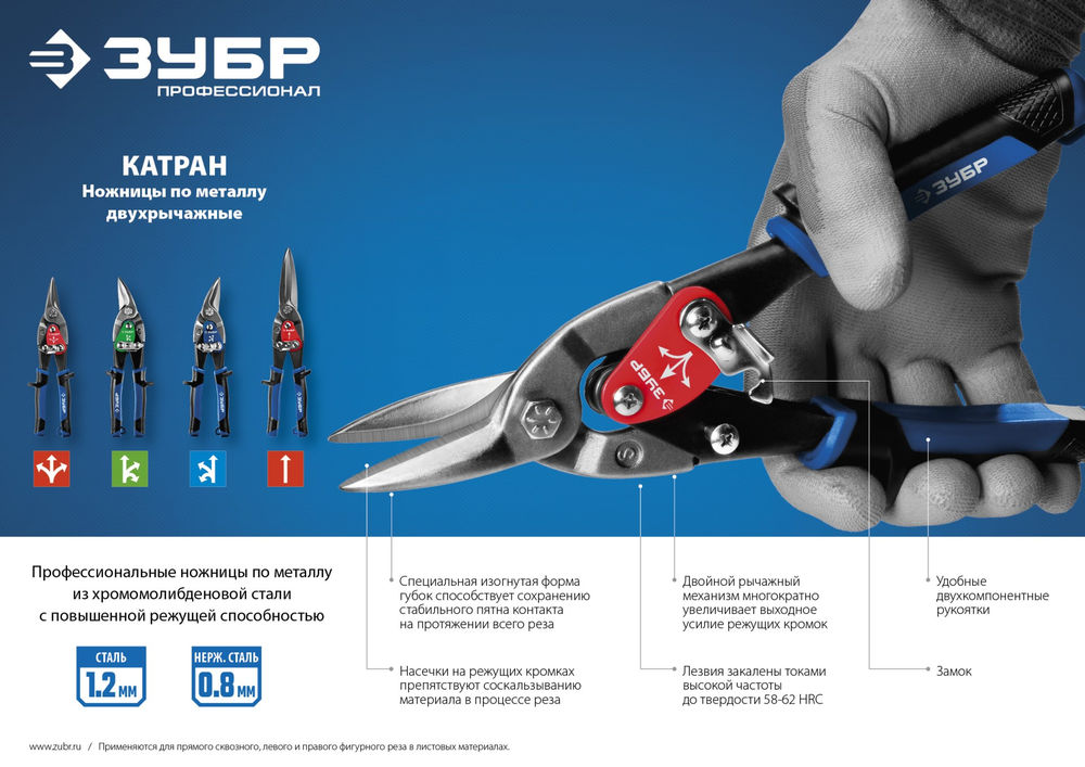 Ножницы по металлу прямые 250 мм Профессионал ЗУБР 23130-S