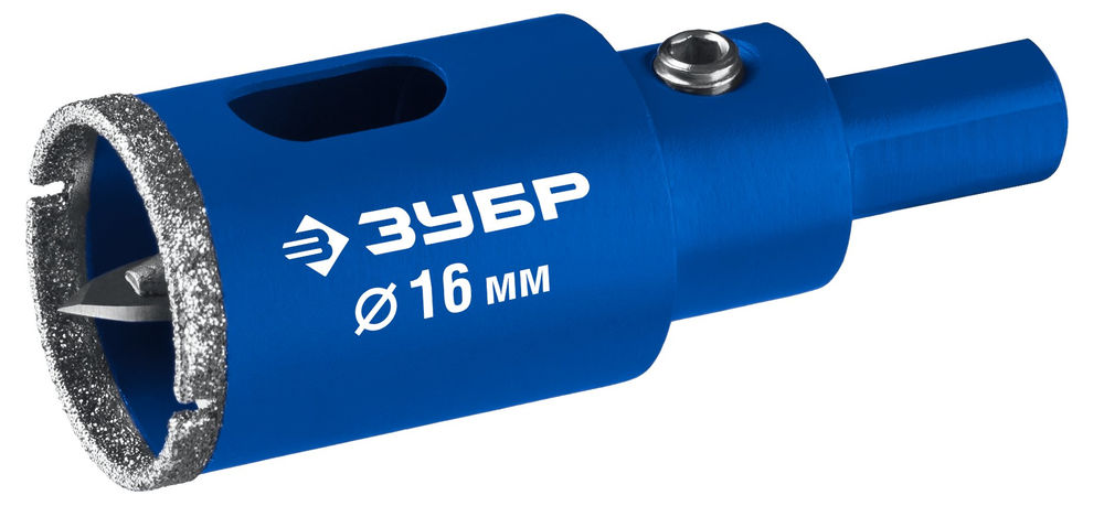 Коронка алмазная АГК, d 16 мм, центр. сверло, трехгранный хвост, Р60 ЗУБР Профессионал 29850-16_z01