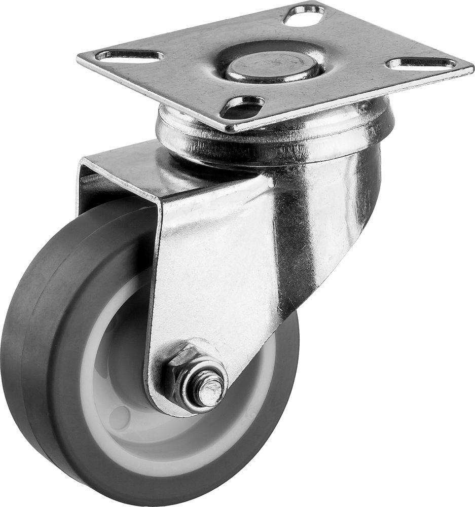 Колесо термопластичное поворотное d 50 мм, г/п 40 кг, резина/полипропилен ЗУБР Профессионал 30946-50-S