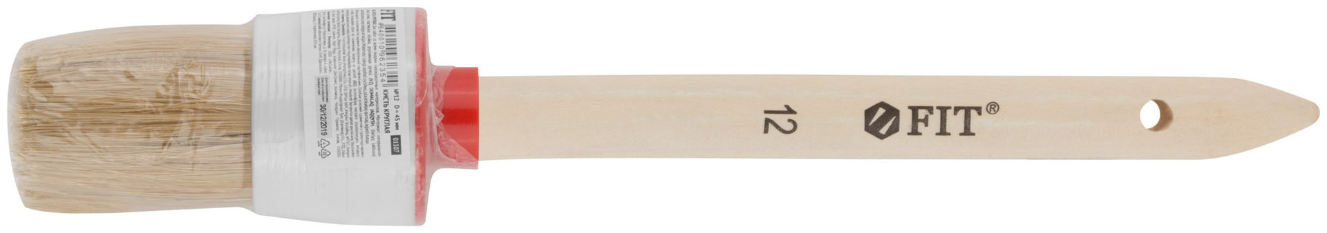 Кисть круглая, натуральная светлая щетина №12 (45 мм) (01307)