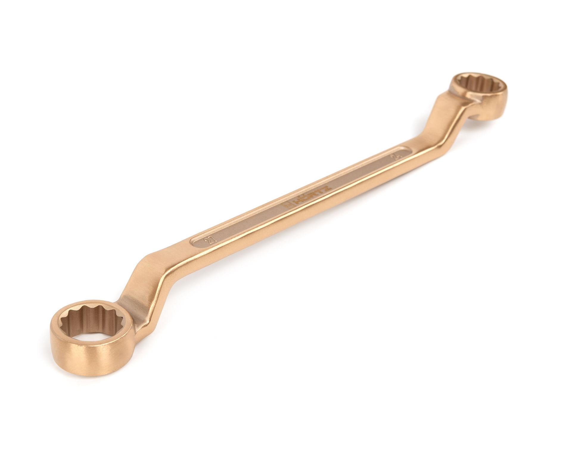 Ключ гаечный накидной двусторонний коленчатый 24х27 искробезопасный сплав BeCu 151-2427, HORTZ