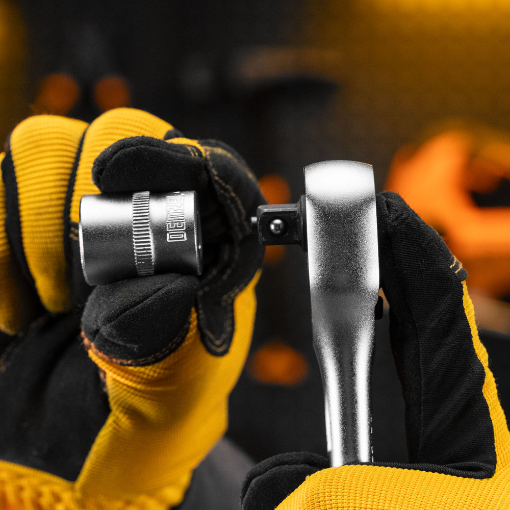 Ключ-трещотка 3/8, 90 зубьев, с быстрым сбросом, CrV Denzel